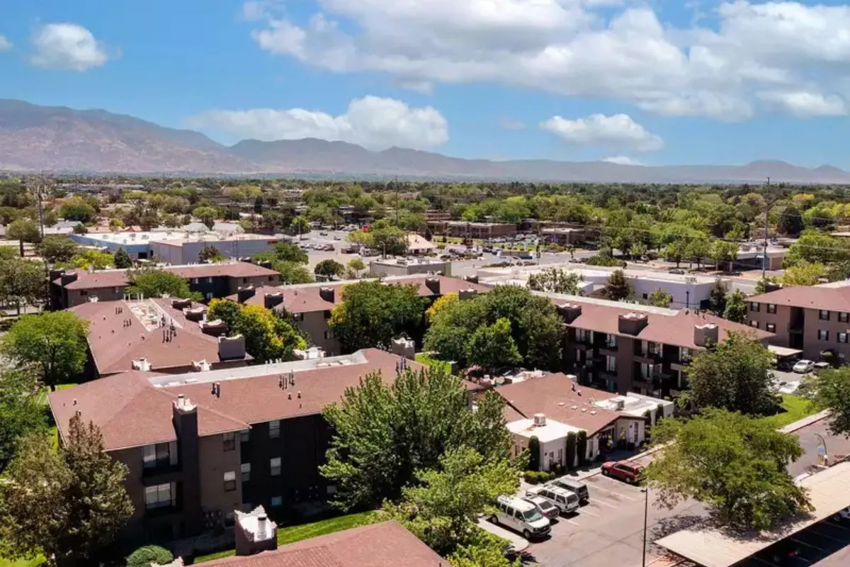 Albuquerque NM residential area with mountains in background