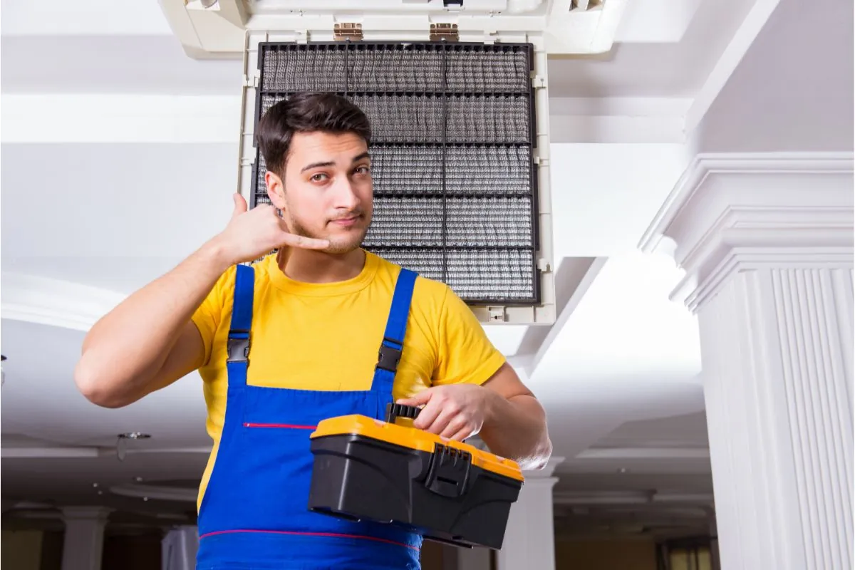 male technician On-call services for heating and cooling system